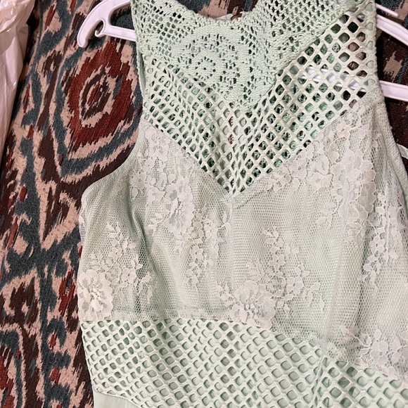 Beautiful mint green long party dress with side slit. - Picture 2 of 3